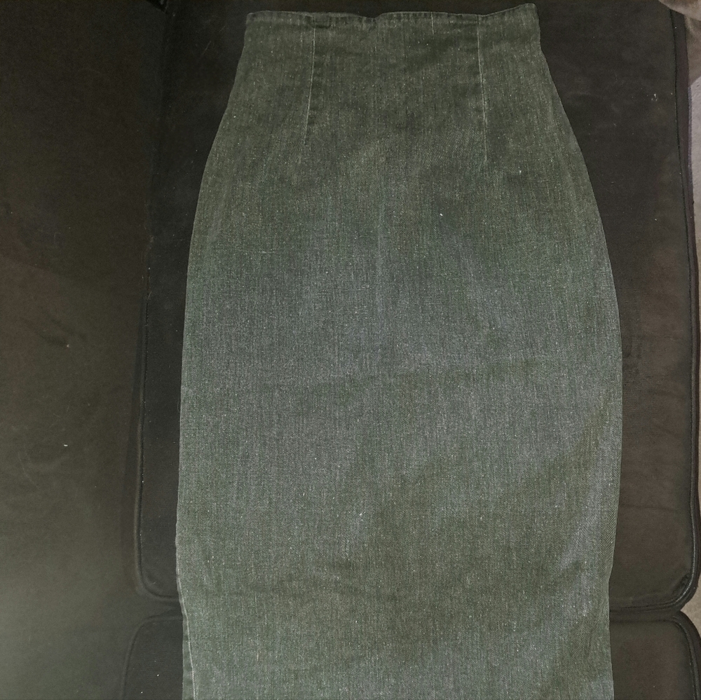 Rare 80s Vintage JIMMY'Z Gray Jean High Waist Pencil Skirt w/ Rear Zipper Size 9